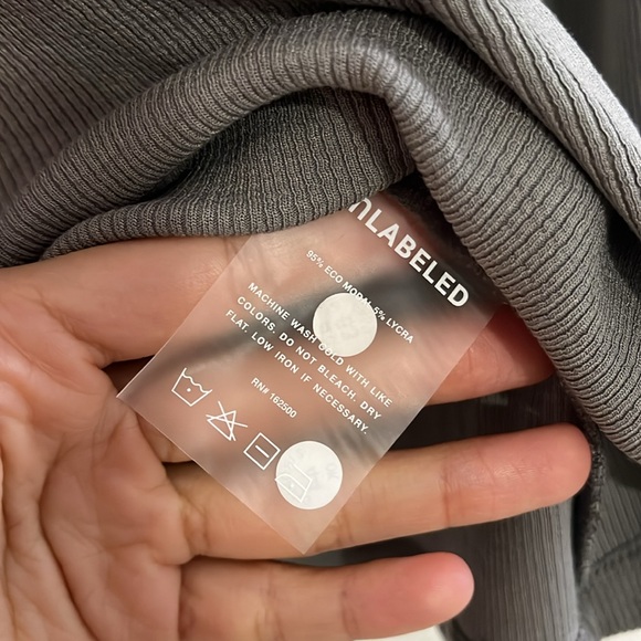 Unlabeled Gray Long Sleeve Ribbed Top - Picture 3 of 4